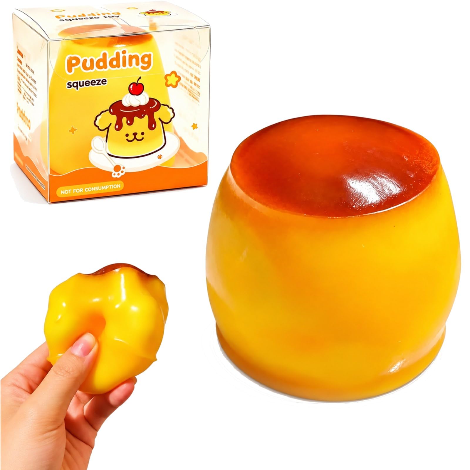 Crunchy Pudding Squishy Asmr Bead Filled,Realistic Stress Ball for Adults-A