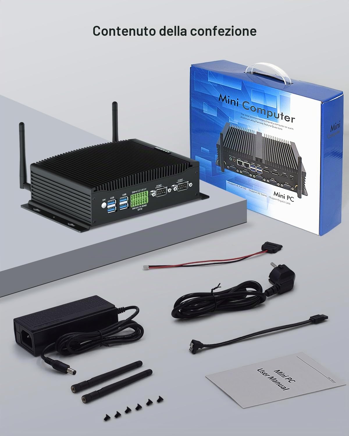 WEIDIAN Mini PC Senza Ventola Silenzioso, Mini Computer Core i7-10510U, PC Industriale Dual HD+DP Triple Display, 2RS232 COM, 6USB, GPIO, WiFi, BT, Win 11/Linux/Ubuntu (32GB DDR4 RAM 1TB SSD)