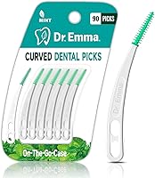 Vista 1 de Dr. Emma Púas dentales de menta curvadas suaves de goma para dientes, fáciles de usar con estuche de transporte, 90