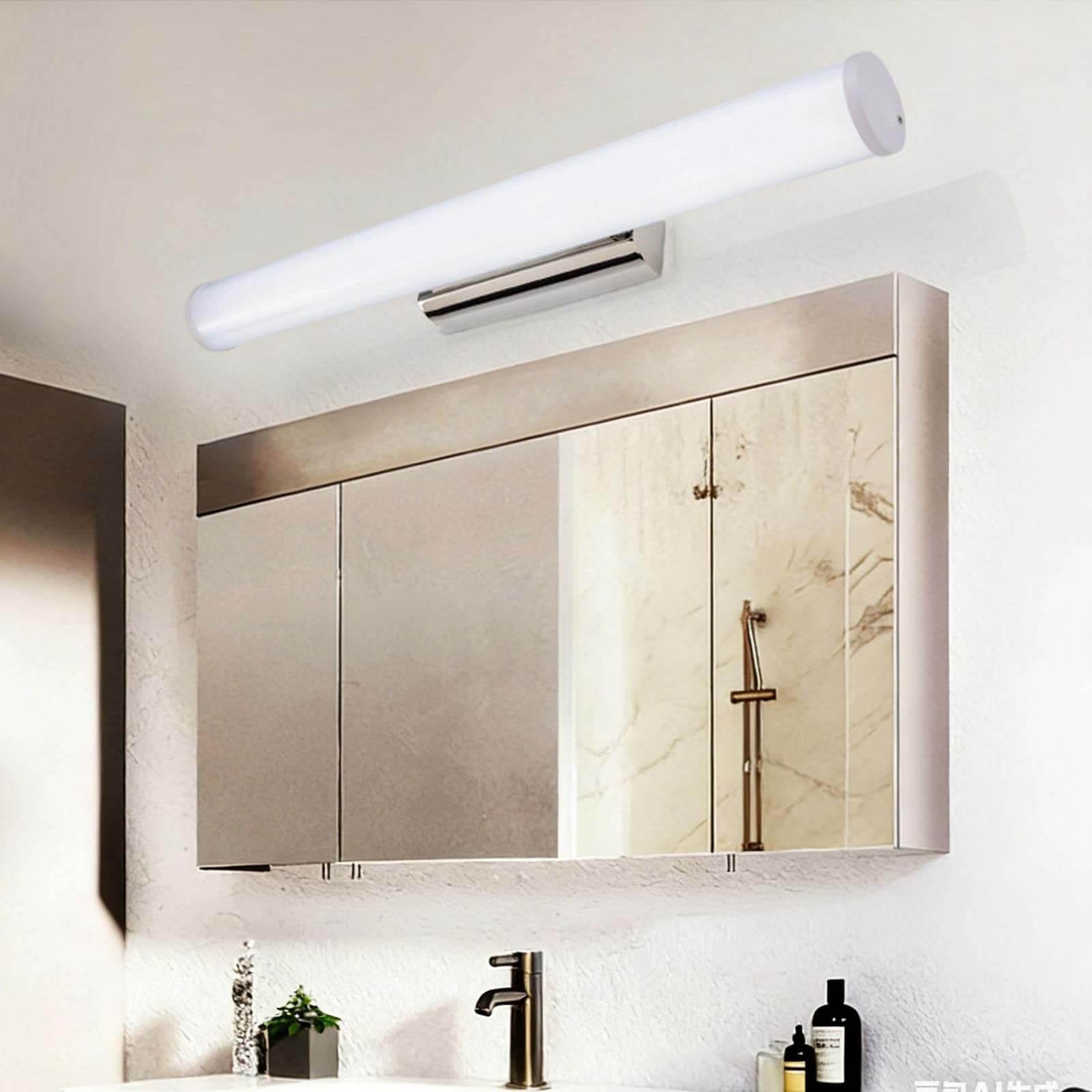 LED Spiegelleuchte Bad Wandlampe Spiegellampe Wandleuchte Badezimmer Wasserdicht Wandbeleuchtung Lange Wandleuchten für Badschrank Schminktisch Leseleuchten (Silbrig-Warmes Licht,80cm)