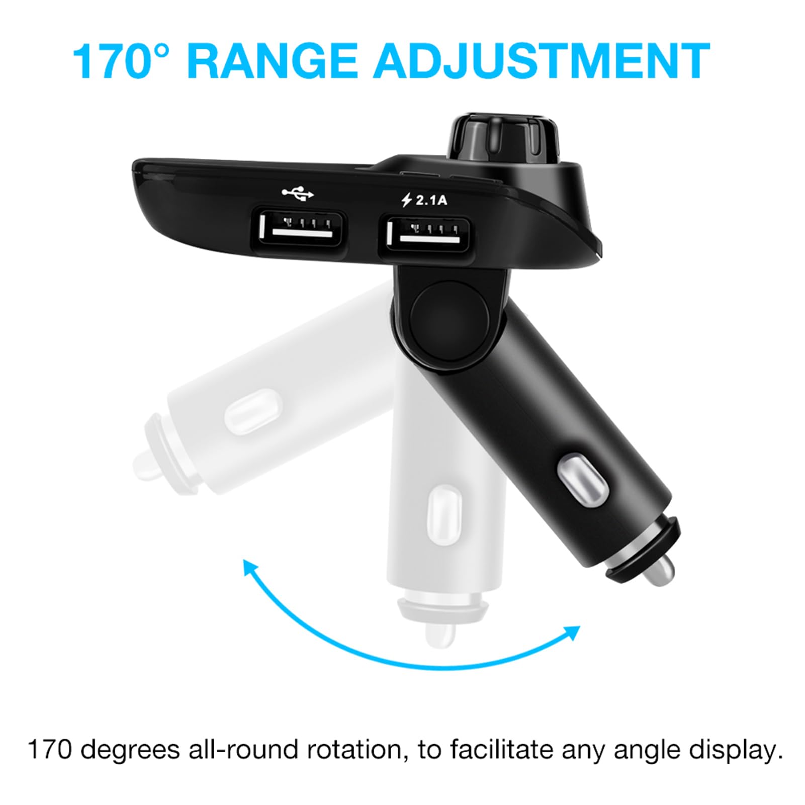T11 Trasmettitore FM Bluetooth Auto Wireless Kit Vivavoce MP3 Player con Ricarica USB 5V 2.1A AUX In Out per Chiamate Musica Guida Quotidiana