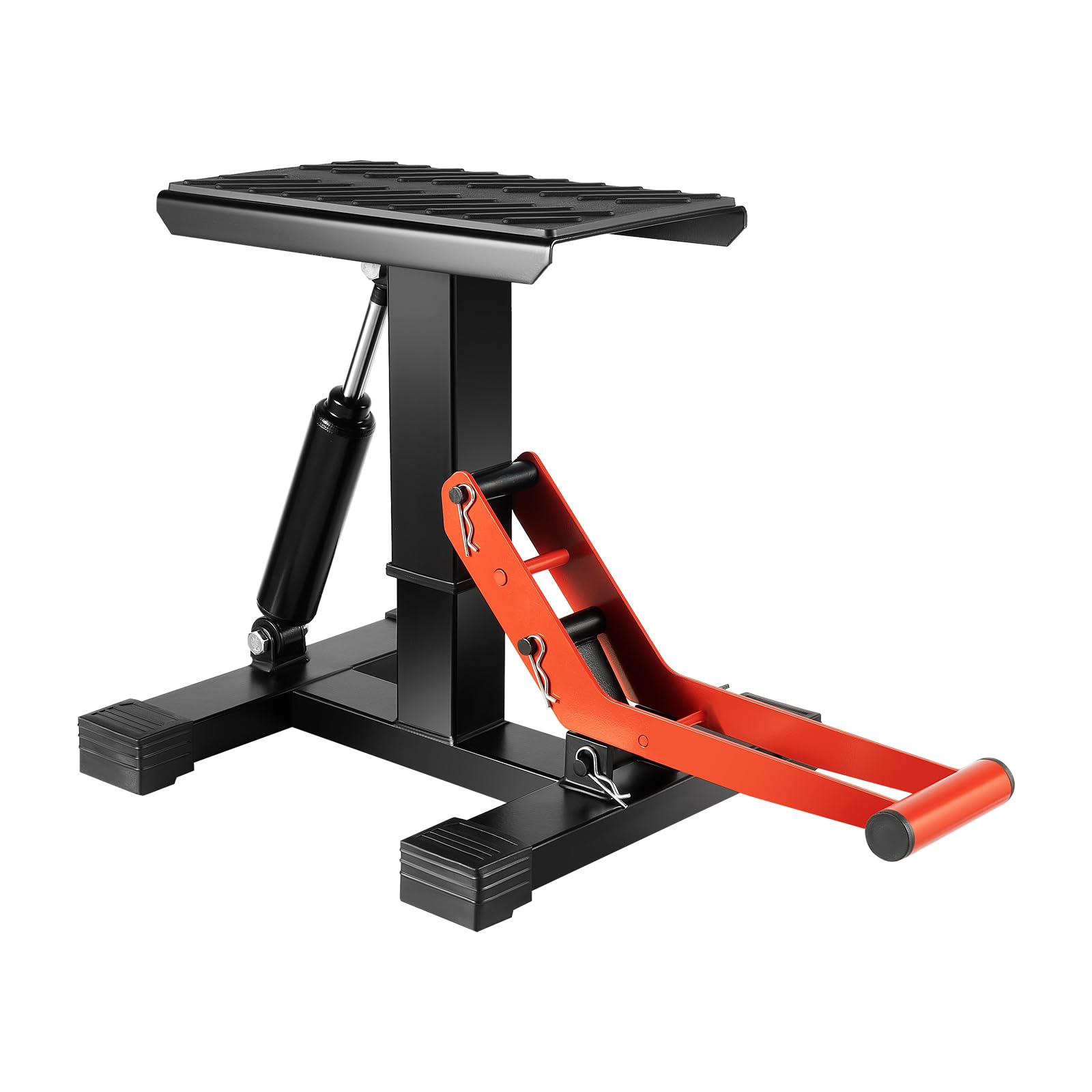 Cric Sollevatore Moto Max 400kg, Altezza Regolabile 25-40cm, Acciaio & Gomma Per Pitbike & E-Bike, Rosso/Nero