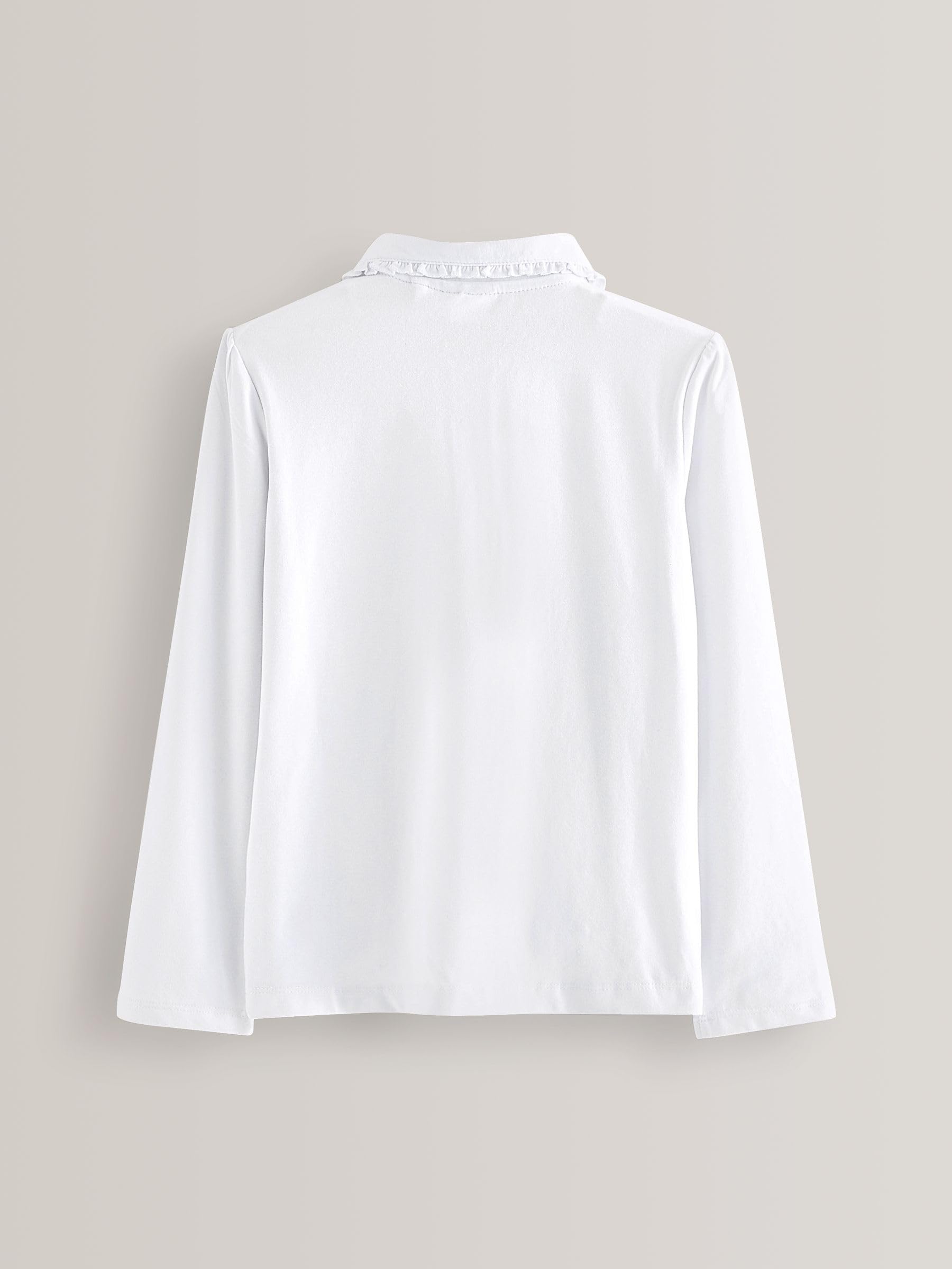 NEXT Fille Polo d'école en Coton Extensible à Manches Longues et col à Volants, Lot de 2