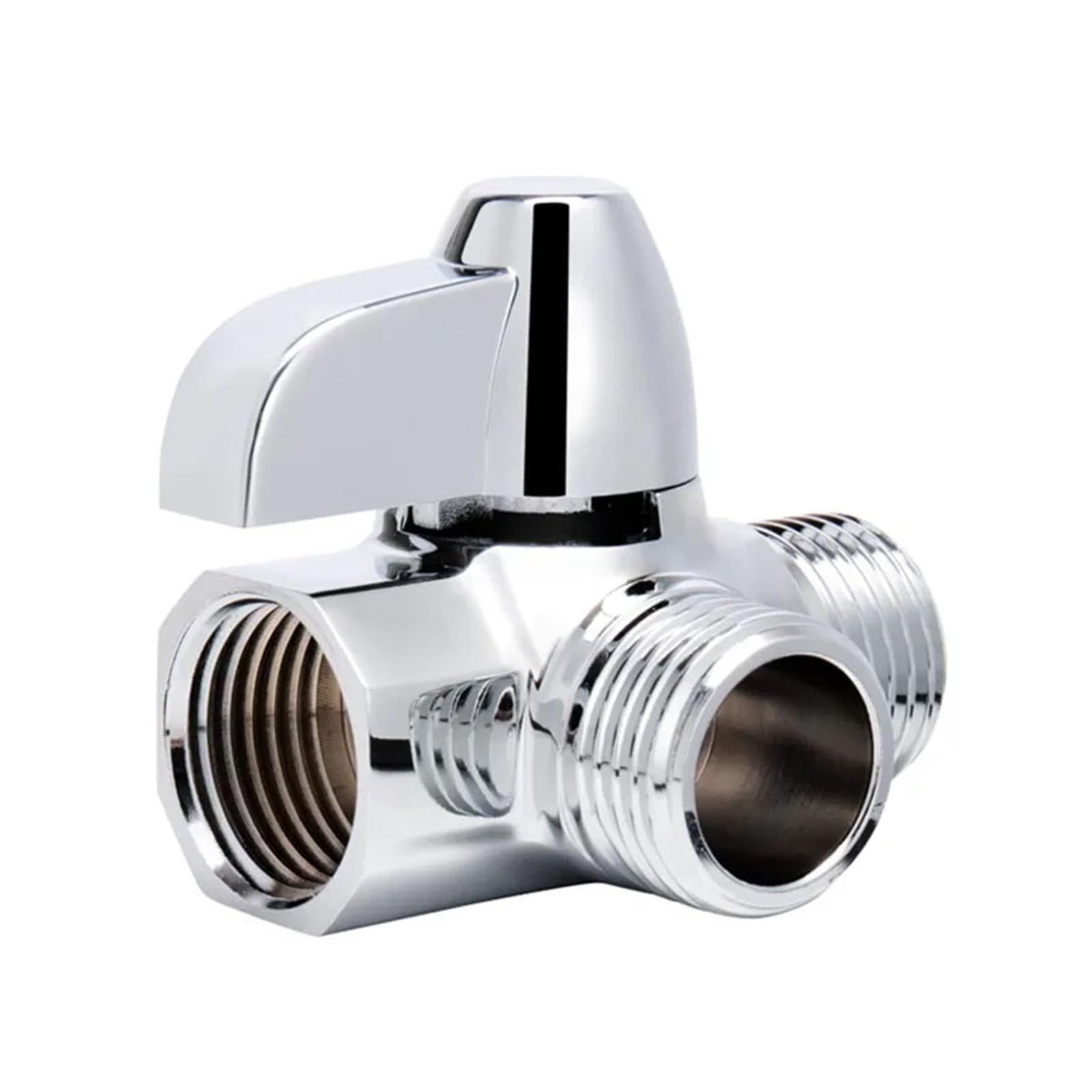 Itrhjtgp Silver Hose Splitter 3-Way Copper Diverter Valve Faucet Splitter G1/2 Connector For Shower Arm Mounted Bathroom Accessory For Bathroom(Silver)
