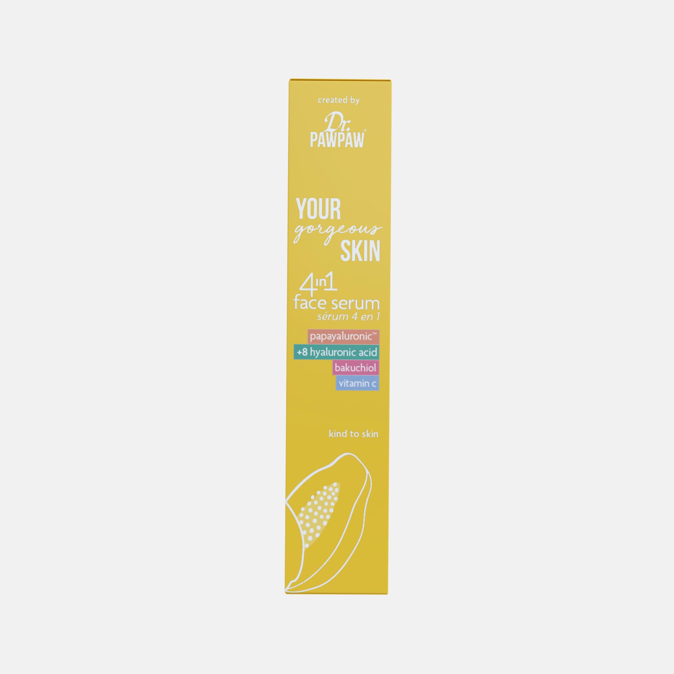 Dr.PAWPAW YOUR Gorgeous SKIN 4 in 1 Face Serum (30ml), Vegan Multi-Benefit Serum with PAPAYALURONIC, Vitamin C & Bakuchiol - Image 2