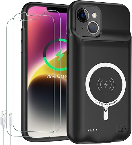 Funda de batería para iPhone 14, actualización de 10000 mAh de alta capacidad, recargable, portátil, portátil, cargador extendido, carga