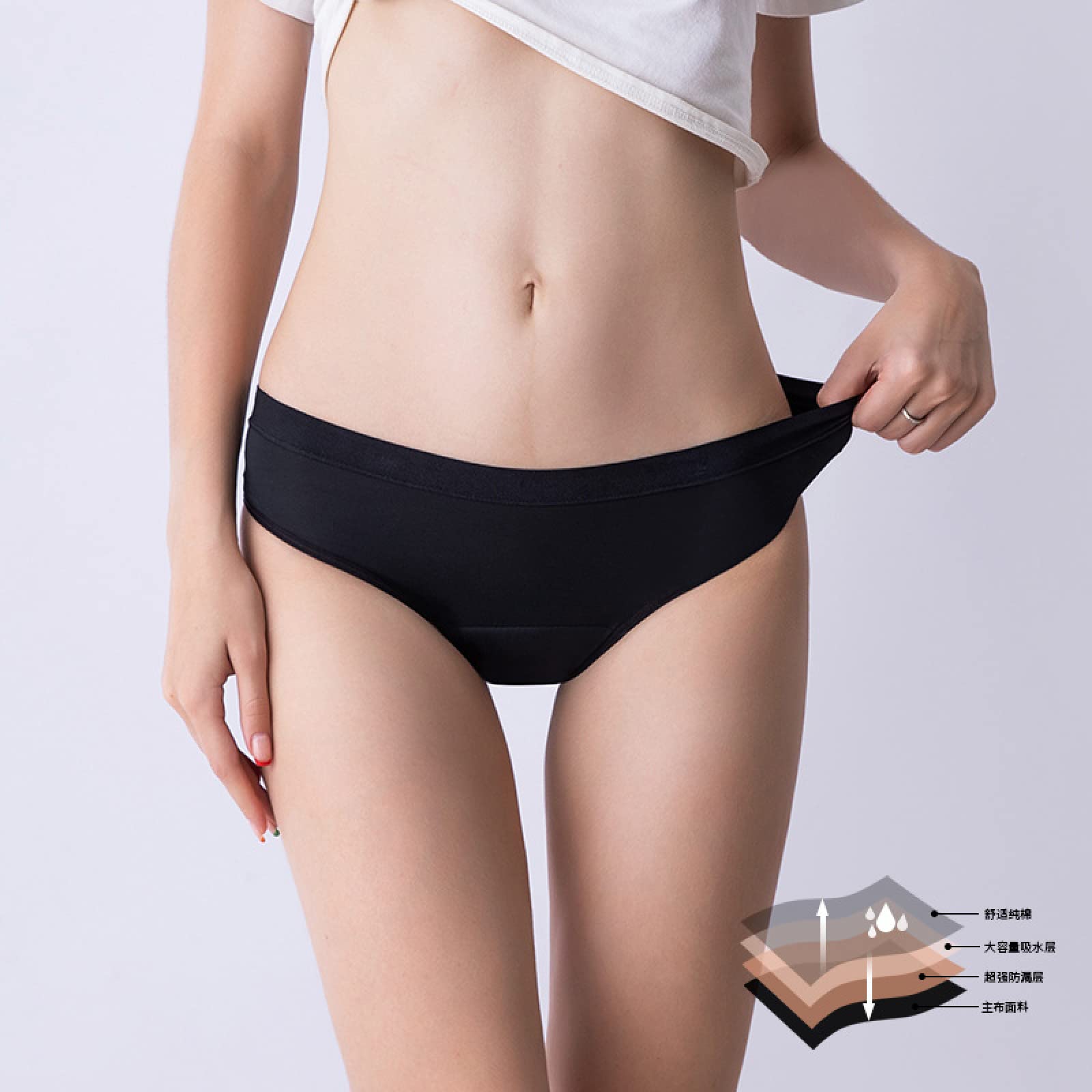 Bragas Mujer Pantalones fisiológicos de Talla Grande de Cuatro Capas para Mujer Ropa Interior a Prueba de Fugas Pantalones Sanitarios Pantalones menstruales 2/4 Uds