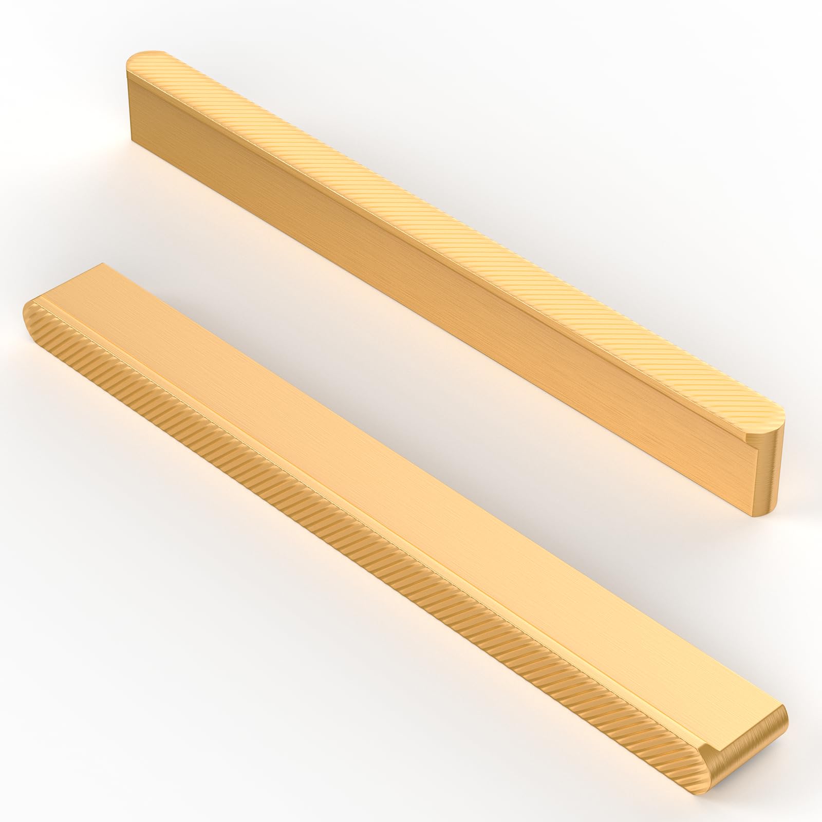 FURNIWARE Kitchen Drawer Pulls, 10 Piece Carving Handles 160mm(6.3 Inch) Hole Center Gold Cabinet Hardware