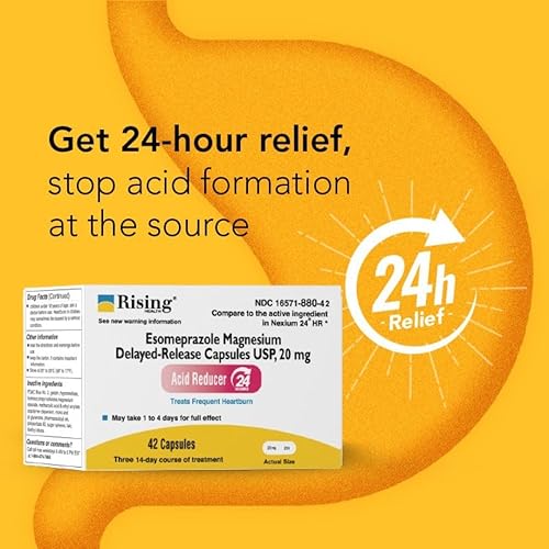 Miniatura 4 de Rising Health - Esomeprazole Magnesium Delayed-Release Capsules, USP - Treats Frequent Heartburn - 20 mg - 42 Count