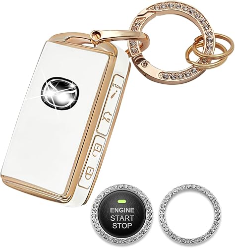 Funda para llavero Mazda compatible con Mazda 3 Hatchback, 2020-2022 CX-5 CX-30 CX-10 4 botones, carcasa de llave de TPU suave, color blanco