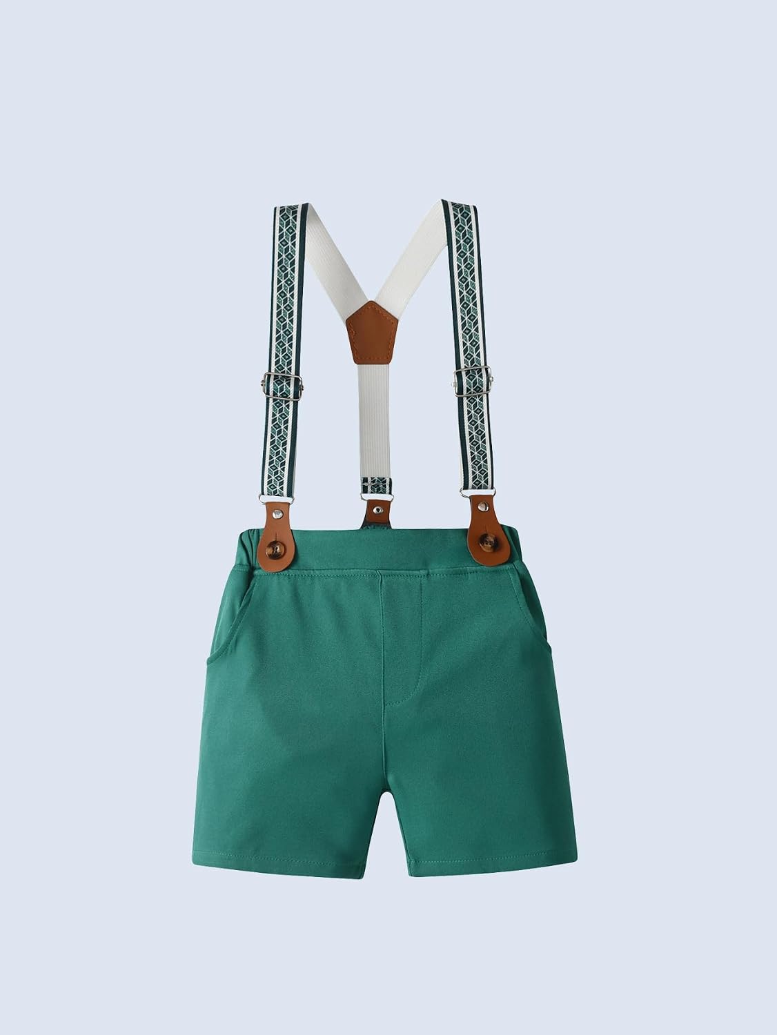 Baby Boys Gentleman Outfits Suits, Infant Shirt+Shorts+Bow Tie+Suspenders