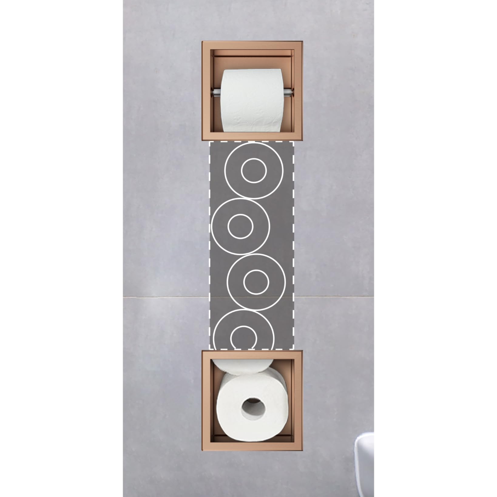 Portarrollos de Papel higiénico con 6 Rollos de Cobre Acero Inoxidable 74 x 20,8 x 14,75 cm para Wall-Box Papel 2 Copper