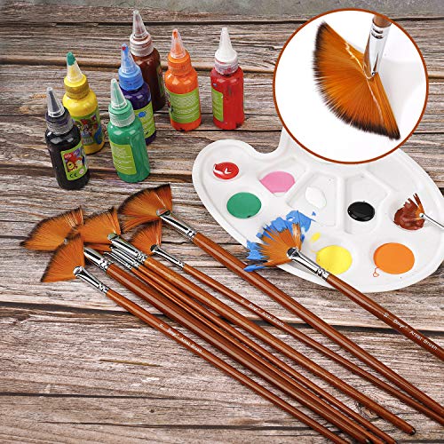 Verf Borstel Set Kunstenaar Fan Borstels Nylon Haar Hout Lange Handvat Verf Borstel Voor Acryl Aquarel Olieverf 9 Stuks - Image 3