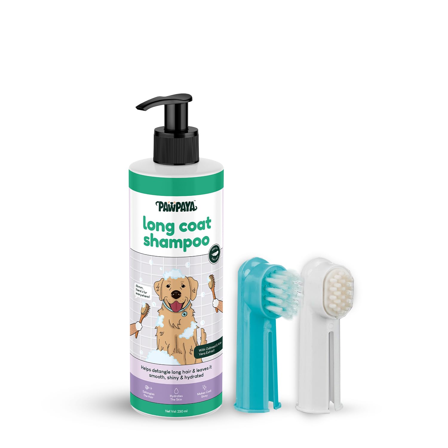 Get Free Finger Toothbrush and Massage Brush Set with Pawpaya Long Coat Oatmeal & Aloe Vera Based Shampoo, 100% Vegan, Sulphate & Paraben Free for Dogs Shihtzu, Lhasa Apso, Maltese, 250 ml (B0C93RY1H6) Amazon Price History, Amazon Price Tracker