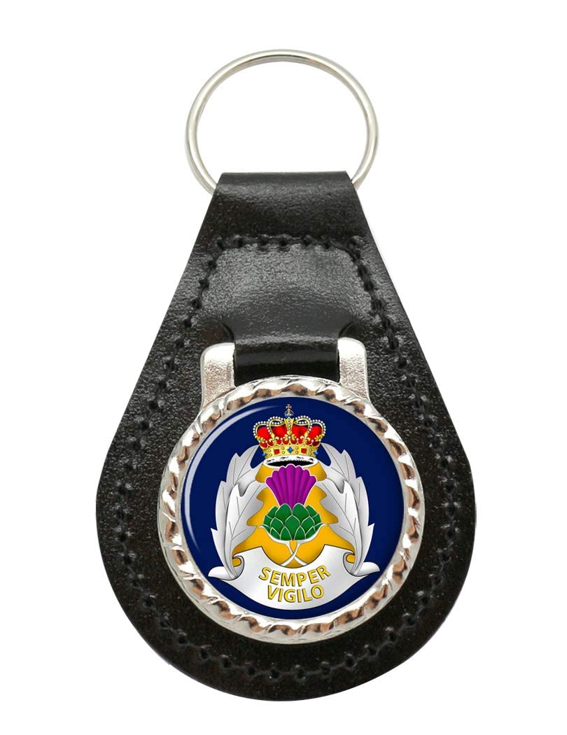 Giftshop Uk Unisex Black Leather And Silver Metal Strathclyde Police Leather Key Fob