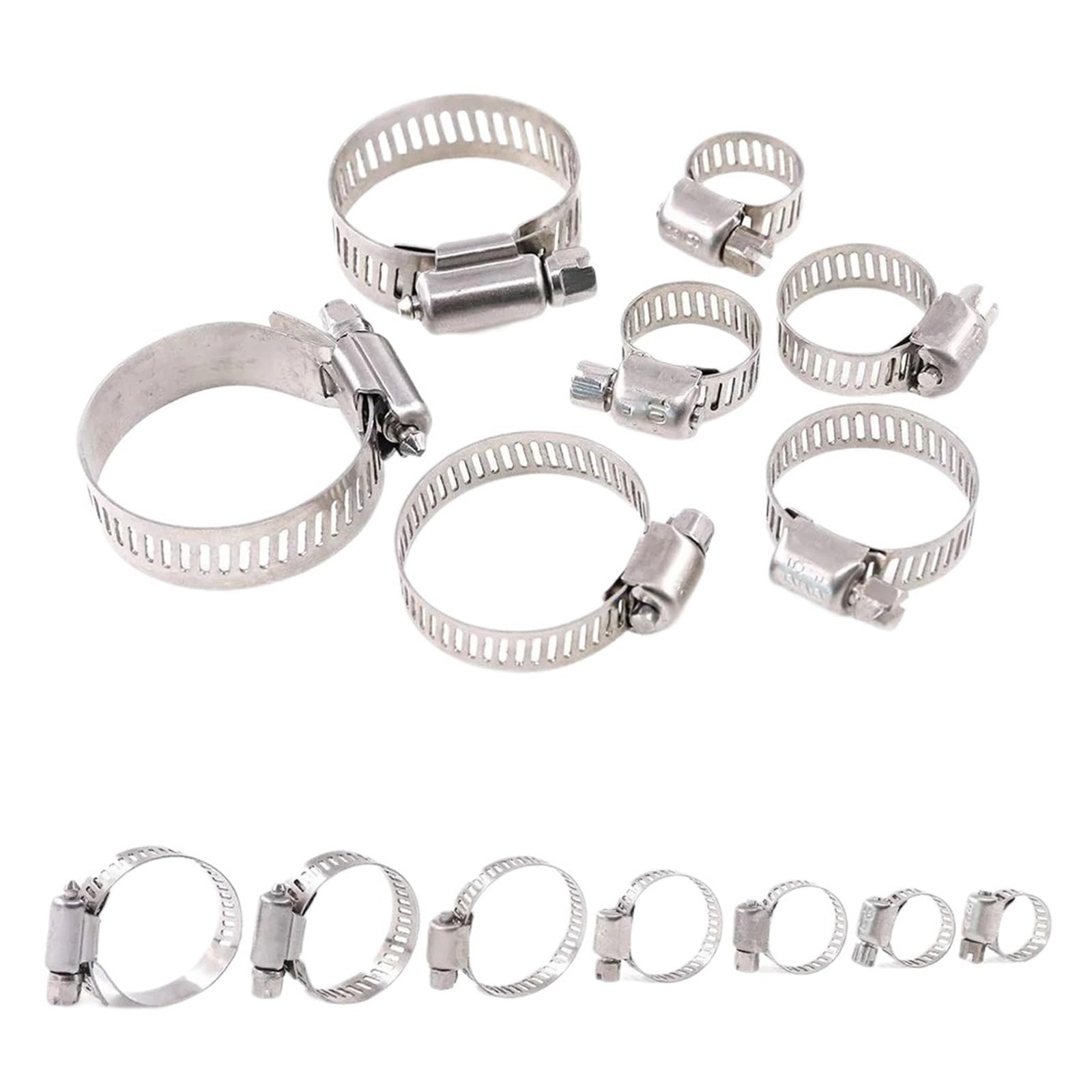 Nodrest One Color 60Pcs 8-38Mm Adjustable Stainless Steel Screw Band Hose Clamps Car Fuel Pipe Clamp Worm Gear Clip