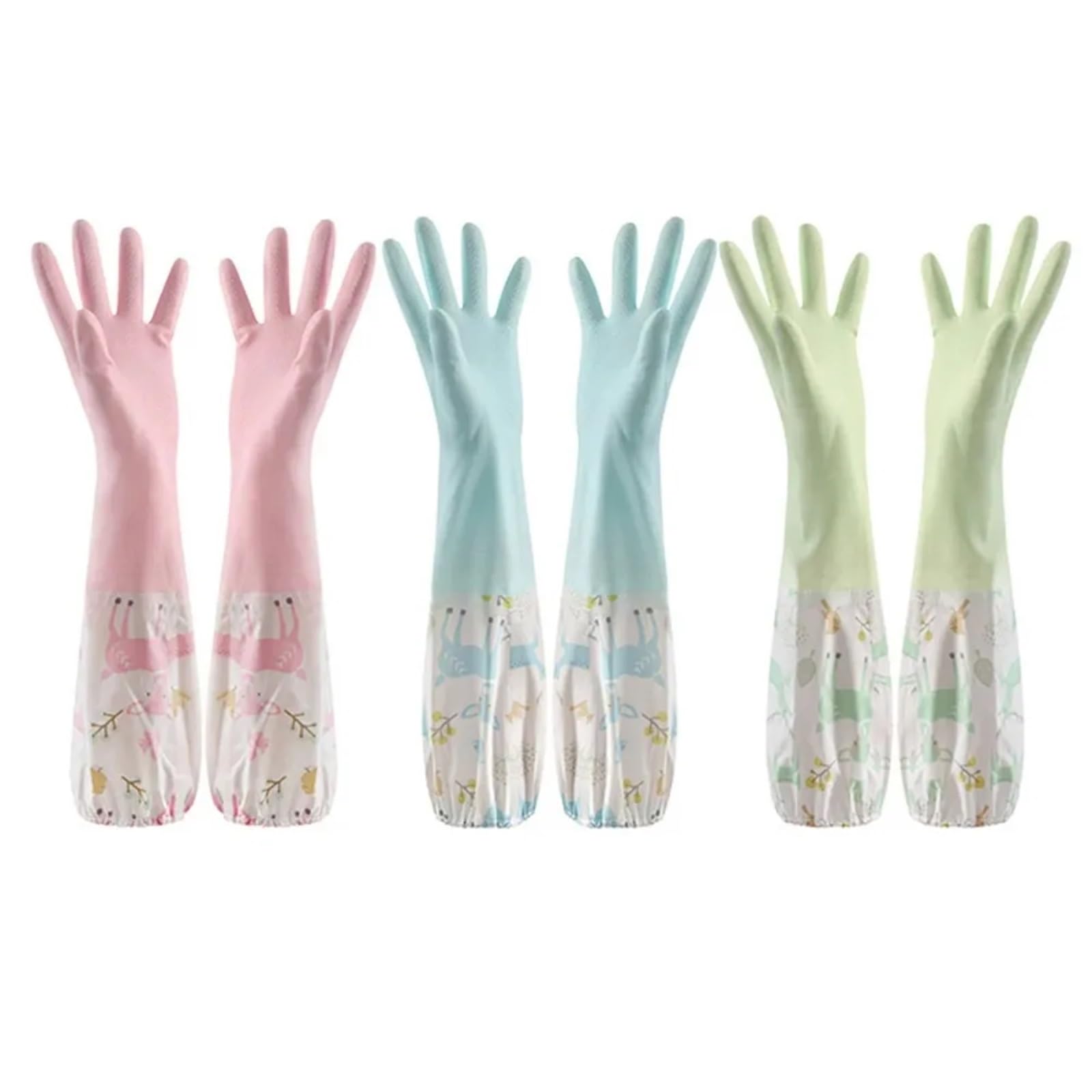 Guantes Limpieza Guantes for lavar platos de una sola capa, con manga extendida, banda elástica, goma, antideslizantes, gruesos, impermeables, for cocina