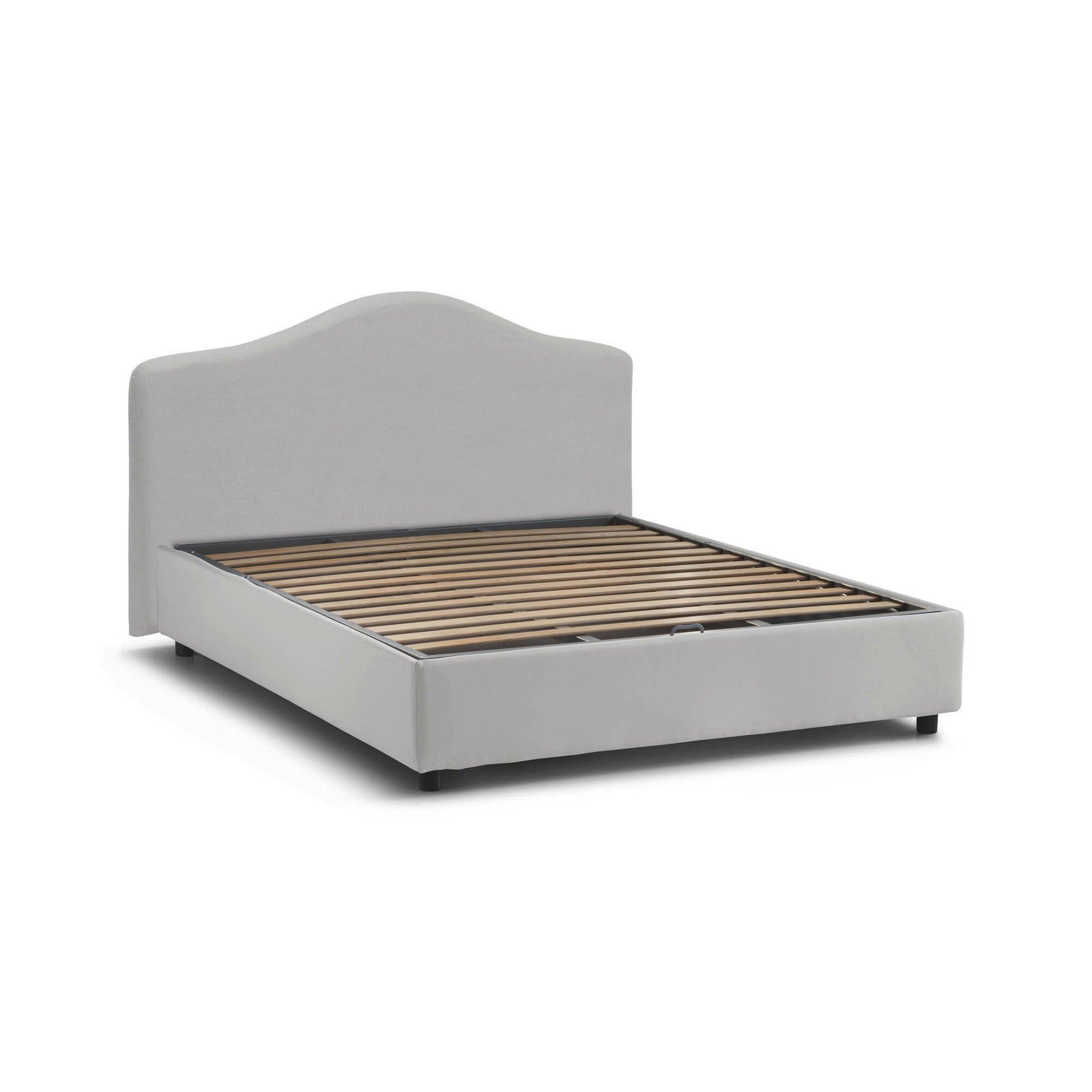 Talamo Italia - Letto matrimoniale Annunziata, Letto contenitore con rivestimento in tessuto, 100% Made in Italy, Apertura frontale, con materasso Cm 160x190 incluso, Grigio