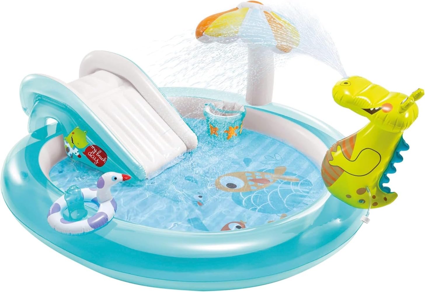 Piscina Hinchable,Piscina Piscina Infantil Inflable con Fuente de Agua y tobogán, Centro de Juegos Infantiles