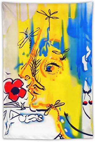 YWVWY Salvador Dali Painting Fleurs Surrealistes Gala's Bouquet And Vanishing Face Tapestry Wall Art Print Gift Picture Painting Tapestries Artwork