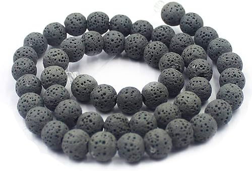 Cuentas redondas naturales de roca volcánica de lava volcánica de 0.315 pulgadas para hacer joyas, hebra de cuentas de piedra natural de 15