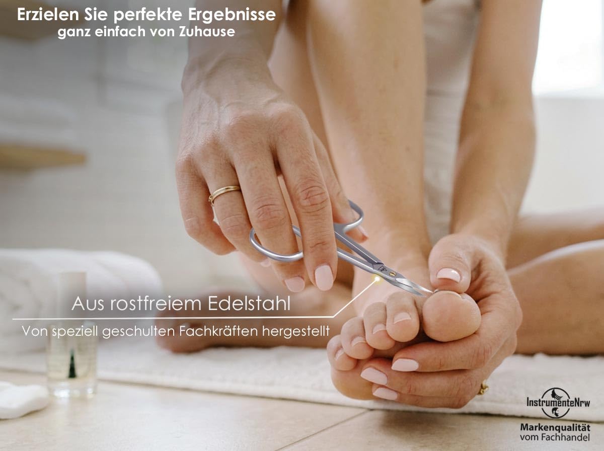 Nagelhautschere extra fein und scharf mit gebogener feiner Schnittfläche zum präzisen Kürzen von Nagelhautresten 8,5 cm Aus rostfreiem Edelstahl