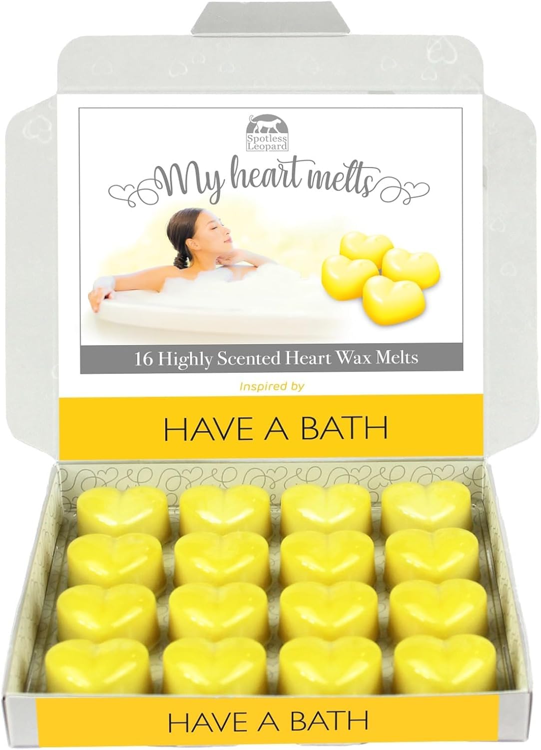 Spotless Leopard Women's Bright Yellow Have A Bath Wax Melts - 16 X 5G Fresh Citrous Scented Wax Melts In A Presentation Gift Box