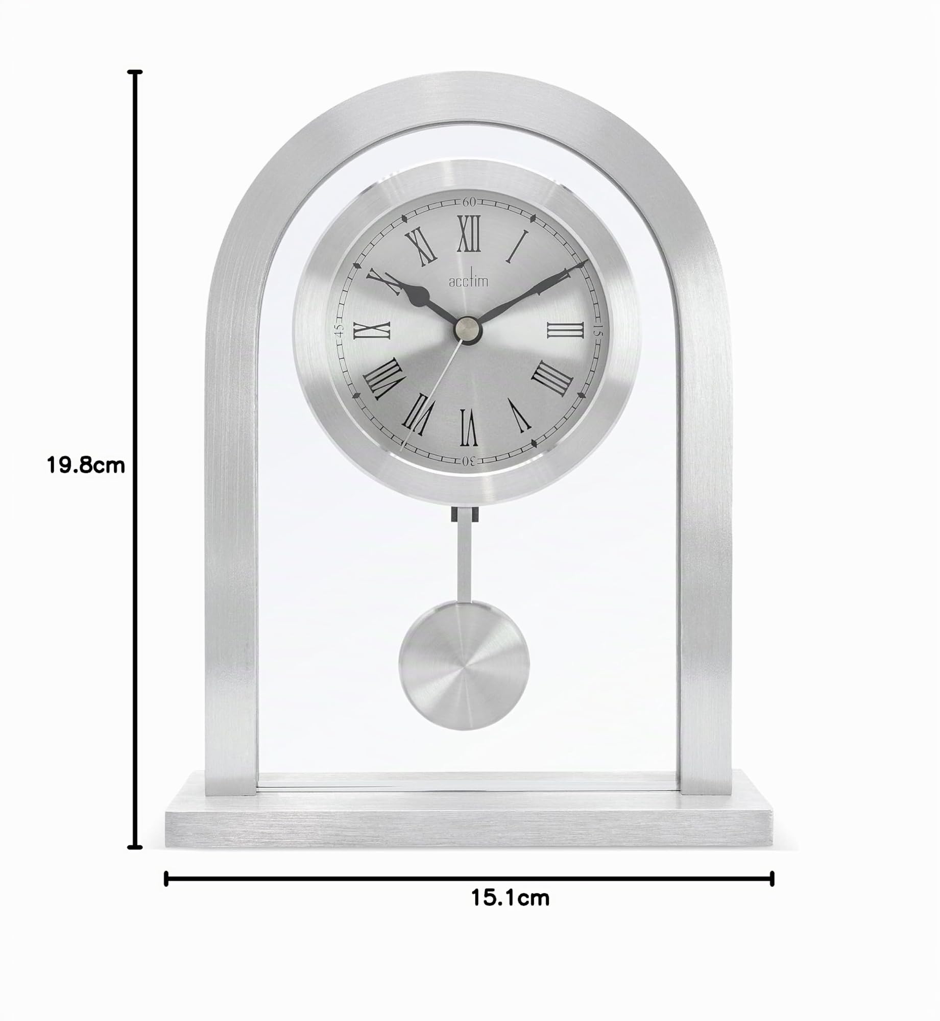 Acctim Bathgate Reloj de Chimenea con péndulo 200 x 165 x 50 mm, Color Plateado