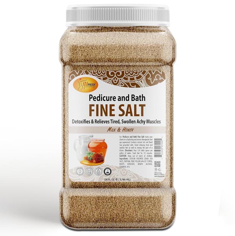 SPA REDI - Detox Foot Soak Pedicure and Bath Fine Salt, Milk and Honey, 128 Oz - Made with Dead Sea Salts, Argan Oil, Coconut Oil, and Essential Oil - Hydrates, Softens and Moisturizes