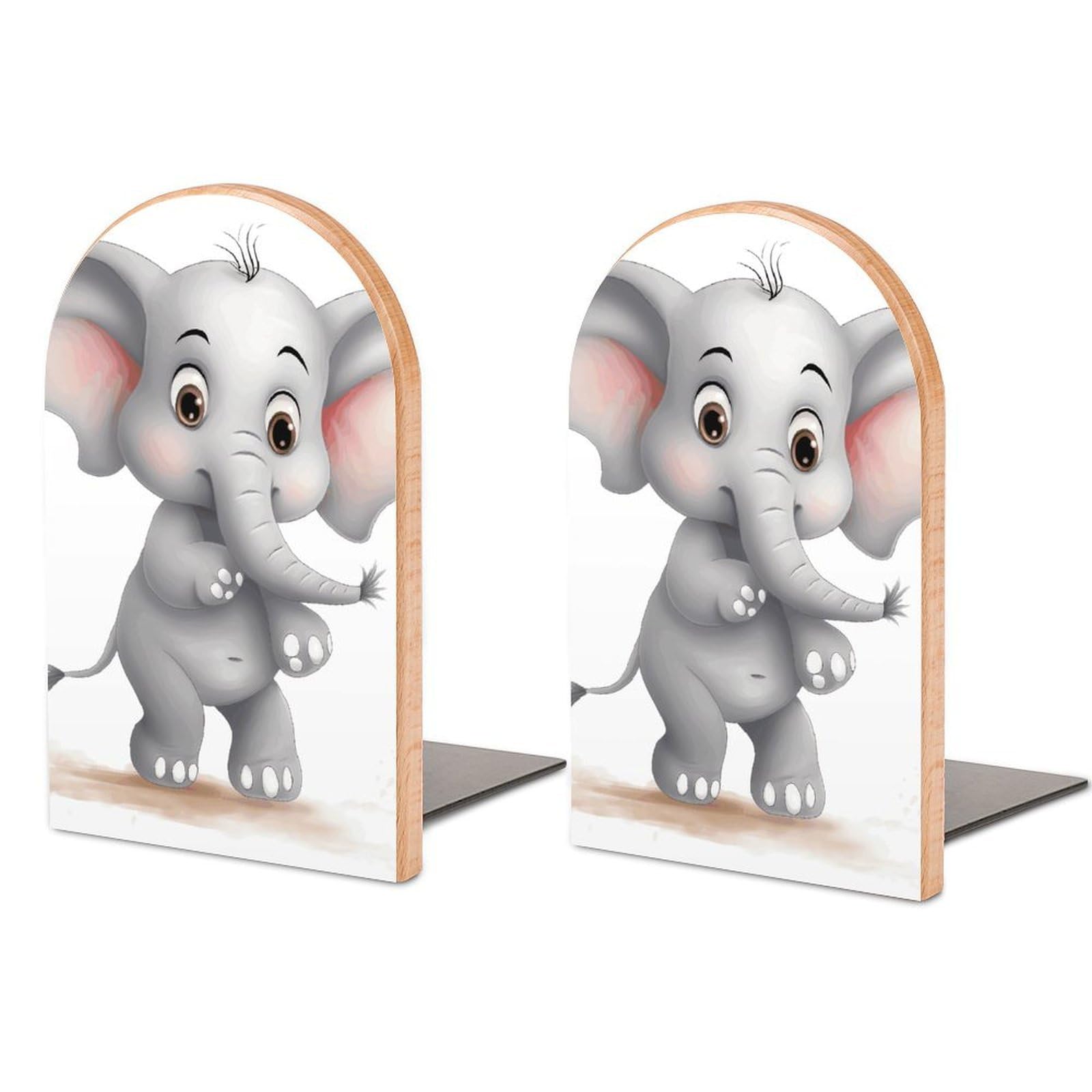 Cute Elephant Bookend Modern Bookends for Shelves Non-Skid Book Holder Heavy Duty Metal Book Storage for Books CDs Decorative Book Stopper for Home