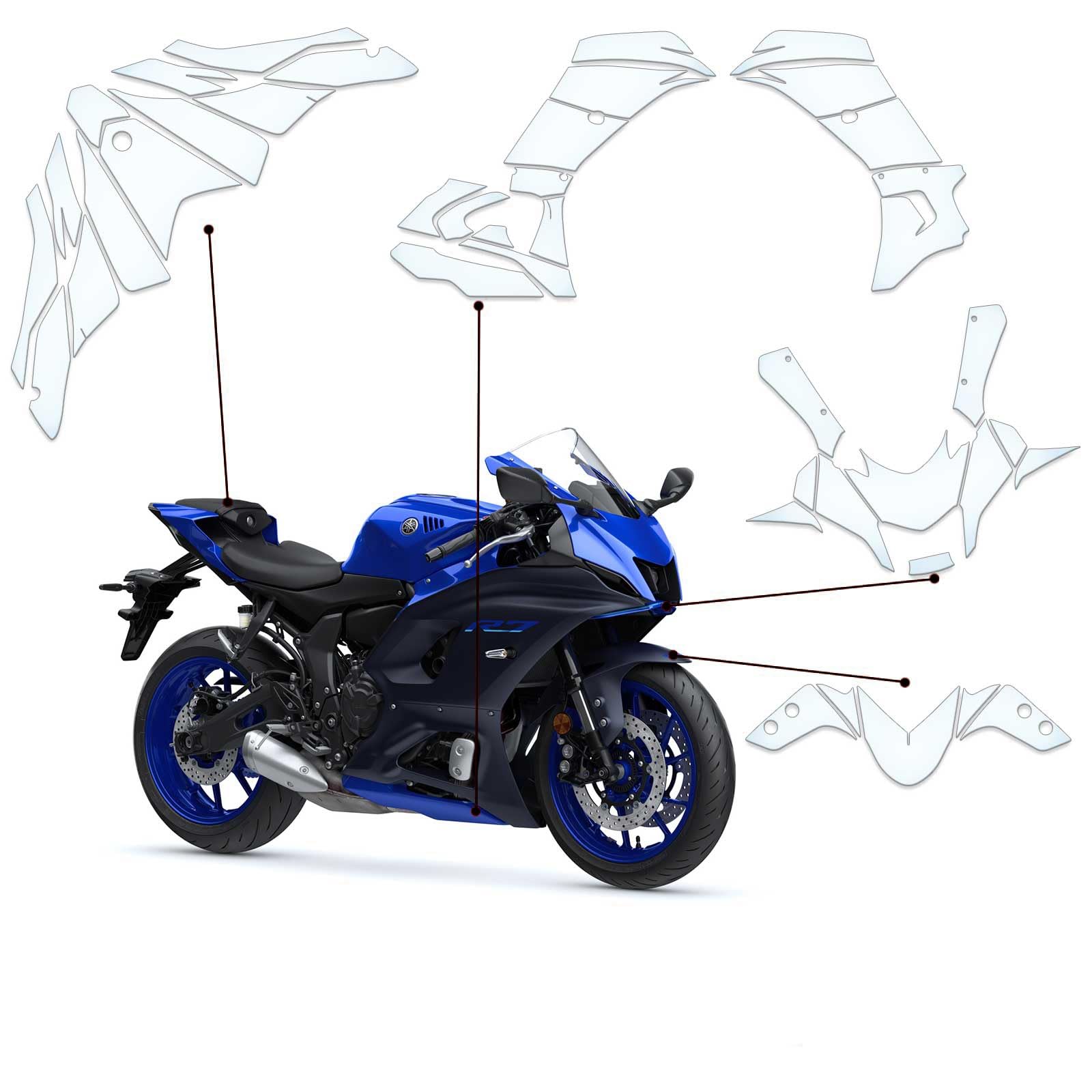 Steinschlag Lackschutzfolie PPF Motorradfolie geeignet für Yamaha YZF R7 2021-2025 Lackschutzfolie Clear-PU