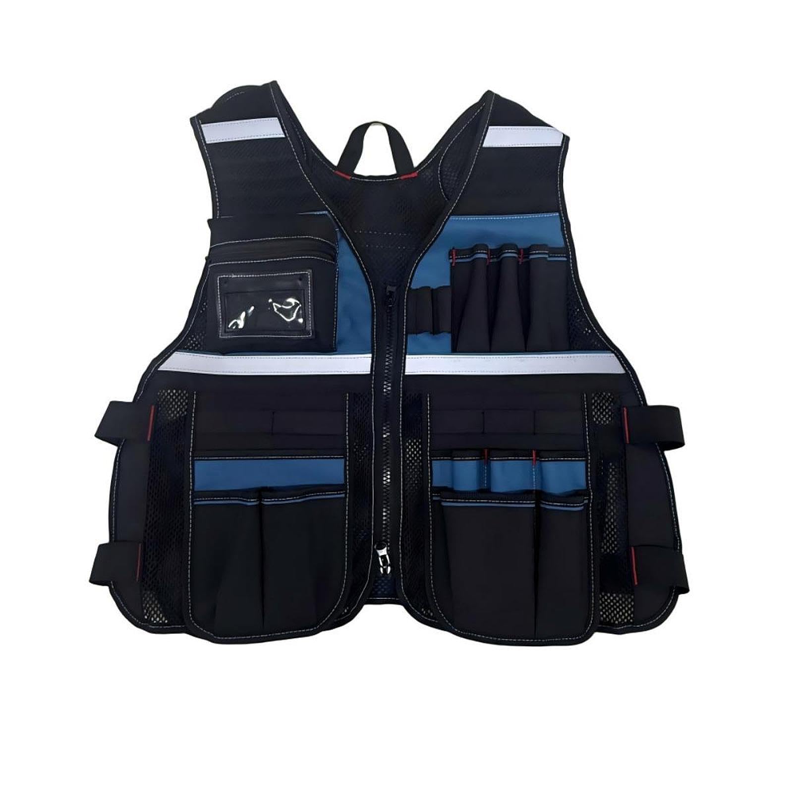 MagiDeal Chaleco de herramientas de trabajo, práctico, multifuncional, cómodo, para electricistas y carpinteros, bolsa de herramientas para trabajadores al, Azul Y Negro