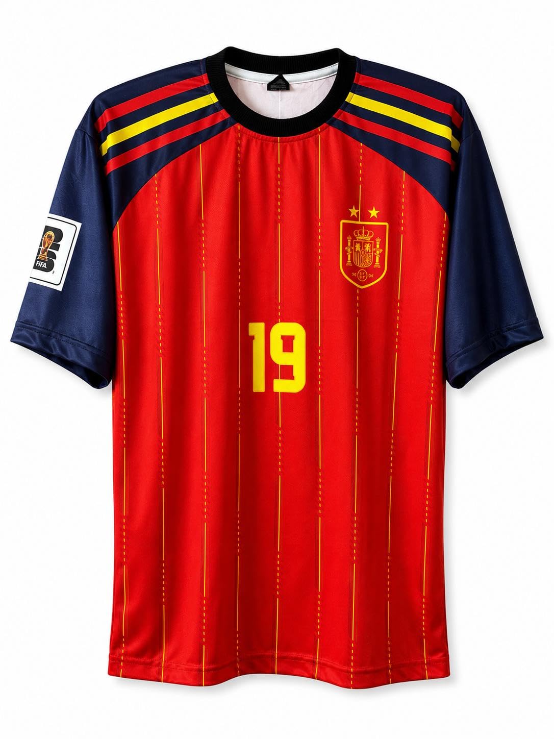 Men's Red Football Fan Jersey No. 19 | Polyester Sports T-Shirt | Round Neck Half Sleeve | Regular Fit-image-39