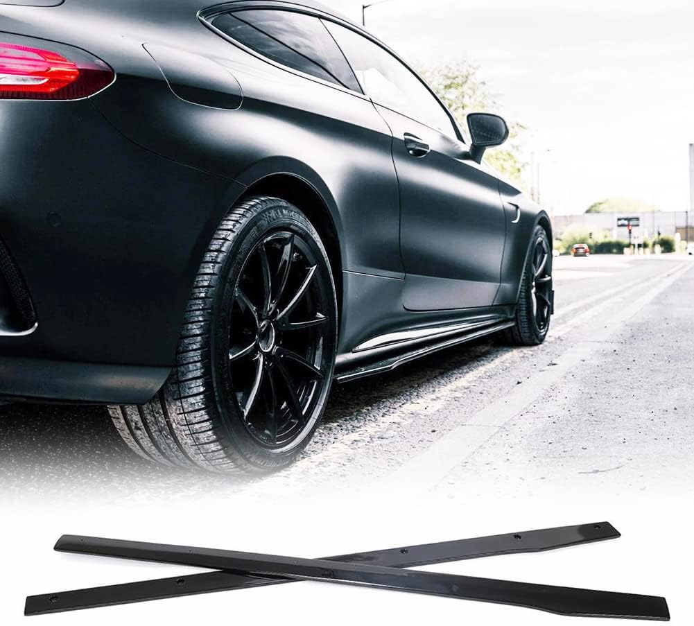 Side Skirts Rocker Panels for Mercedes C-Class W205 Sedan Coupe 2015-2019 FRP High-Stiffness Construction, CNC Moulded 3D Design, Sporty Exterior Styling Upgrade(Gloss Black FRP)