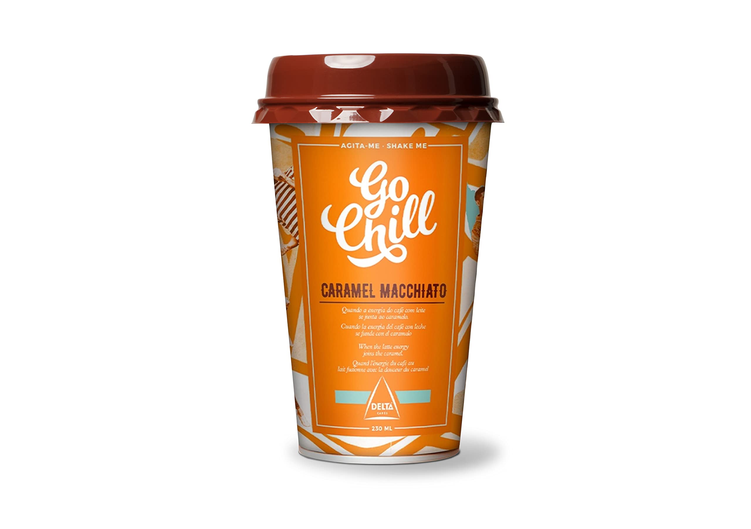 Go Chill - Bebida de Café Lista para Beber - Sabor Caramelo Machiatto - Lista para Llevar - Elaborada a Base de Café y Leche - 230 ml