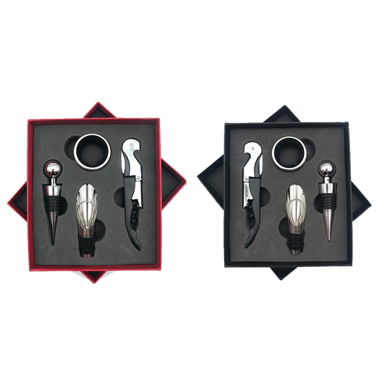 Cyrank Juego De Abridor De Vino, Abridor Manual De Botellas De Vino Tinto Con Estuche Clásico, Kit De Sacacorchos Con Mango De Embalaje De Acero Inoxidable Para El Hogar, Bar Y Restaurante(negro)