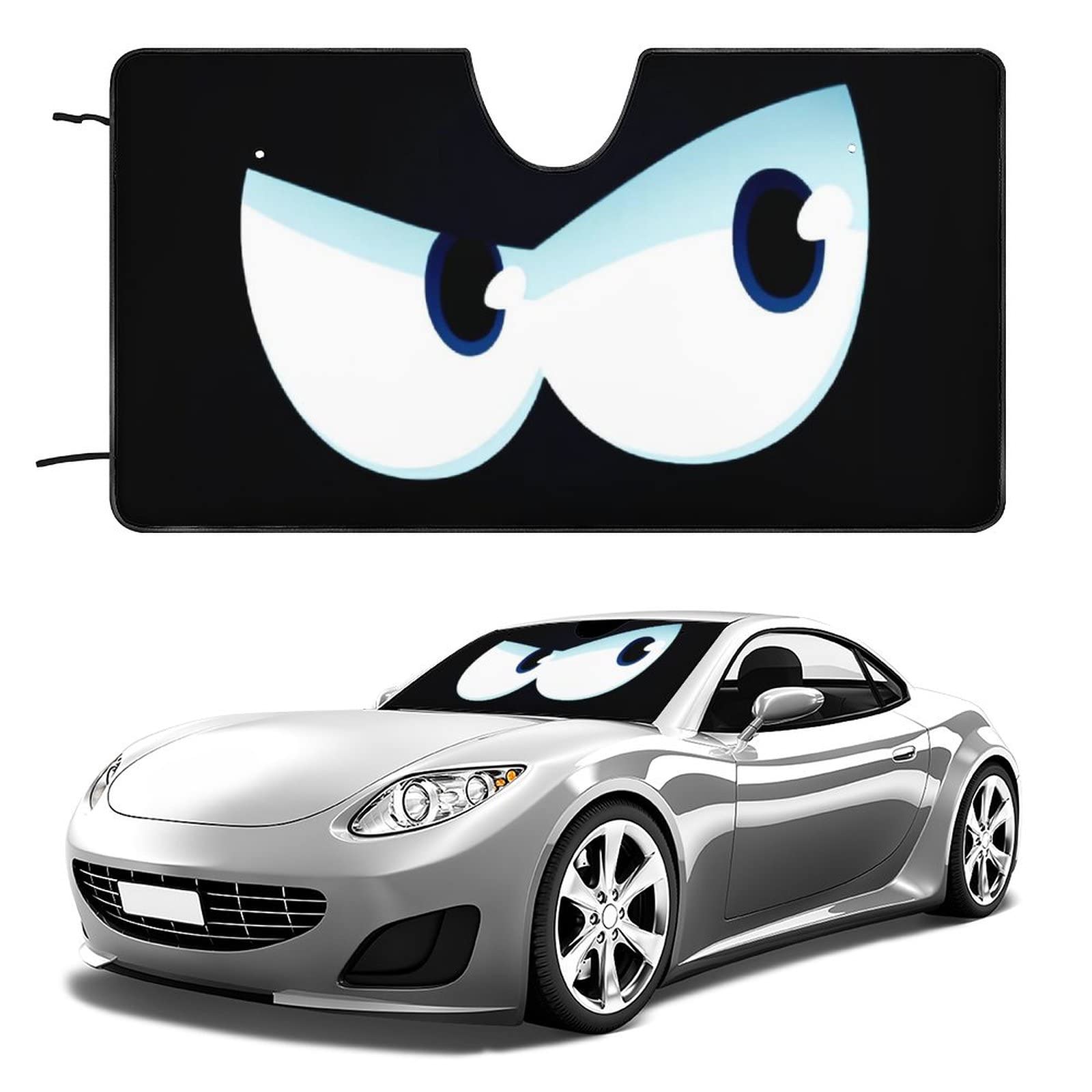 Car Windshield Sun Shade,Cartoon Eyes Foldable Front Window Blocks Sun Visor Protector Sun Shield,Fits of SUV Truck Blocks UV Rays Keep Your Vehicle Cool 55"x30"