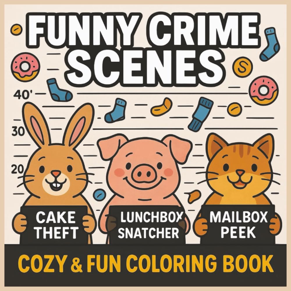 Funny Crime Scenes: Cozy and Fun Coloring Book