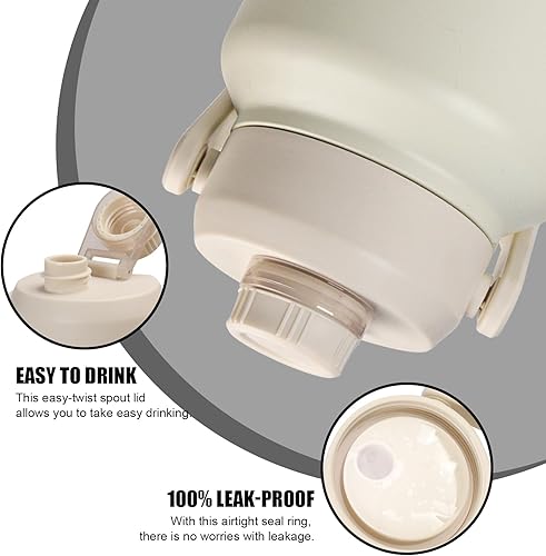 Miniatura 4 de AQUAPHILE Botella de agua de 64 onzas con asa, jarra de agua aislada al vacío de doble pared de medio galón, termo deportivo de viaje a prueba de