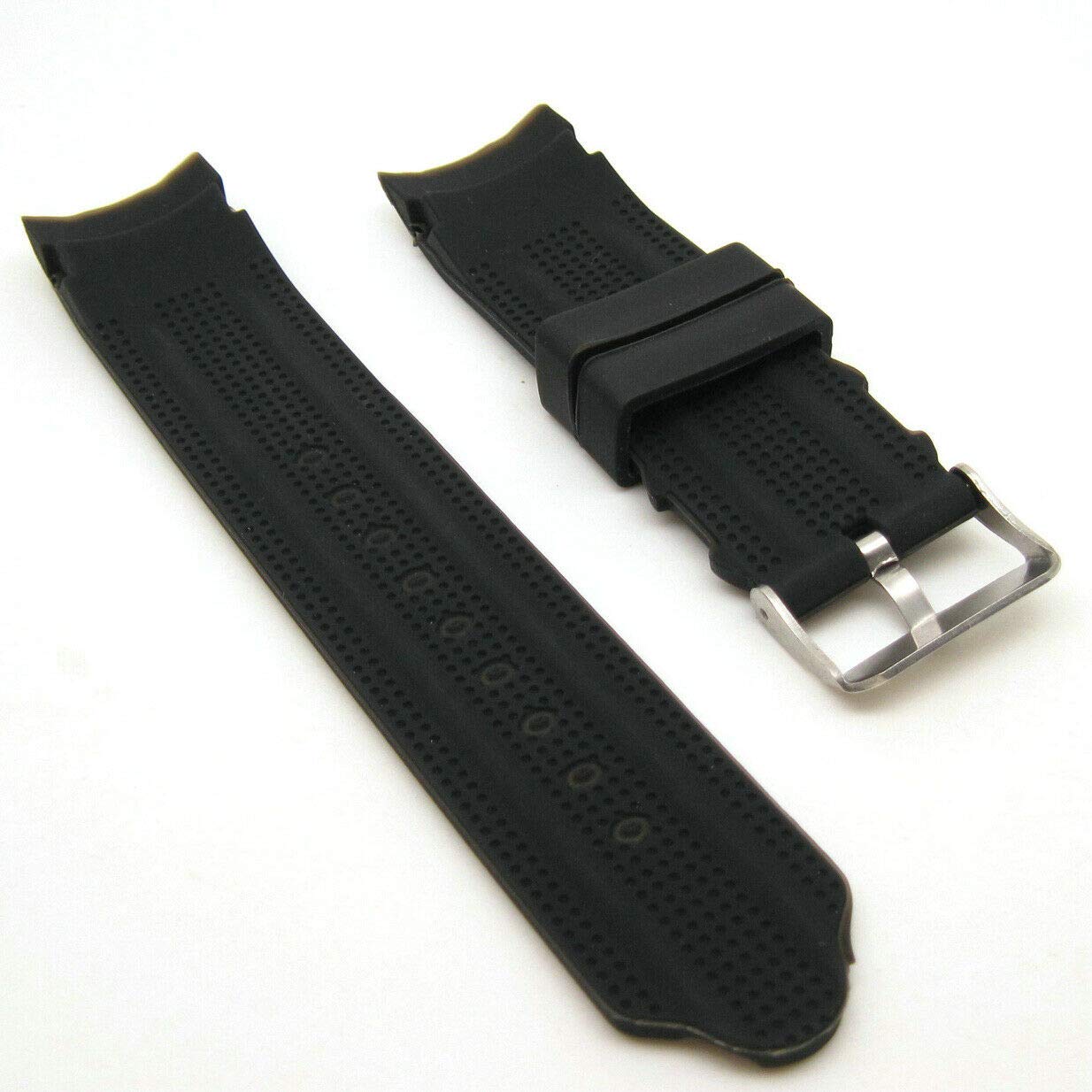 g24 20mm Waterproof Black Silicone Rubber Curved End Dive Watch Band Strap