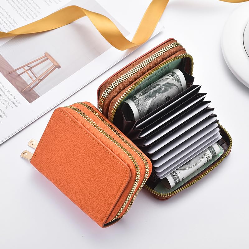 Small Wallet for Women, Elegant Slim Pu Leather Wallet with Double Zipper Pocket ID Window, Credit Card Holder Large Capacity Clutch Wallets for Women Lady Bestie, Grey2