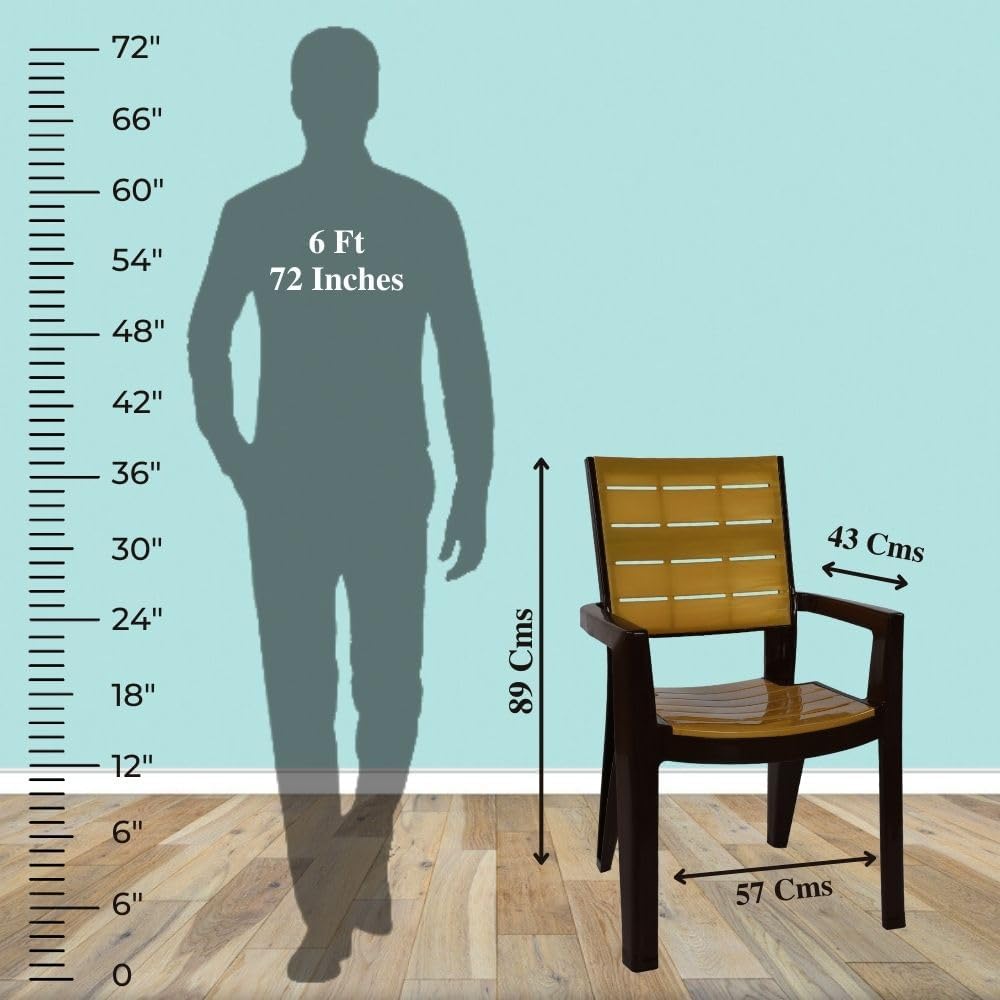 ITALICA Designer Series Comfortable Plastic Arm Chair/Double Insert Stackable Chair for Home, Office/Plastic Chair/Sturdy & Durable Chair/Indoor and Outdoor (5115, Brown & Gold, Set of 2 Chair, VF)