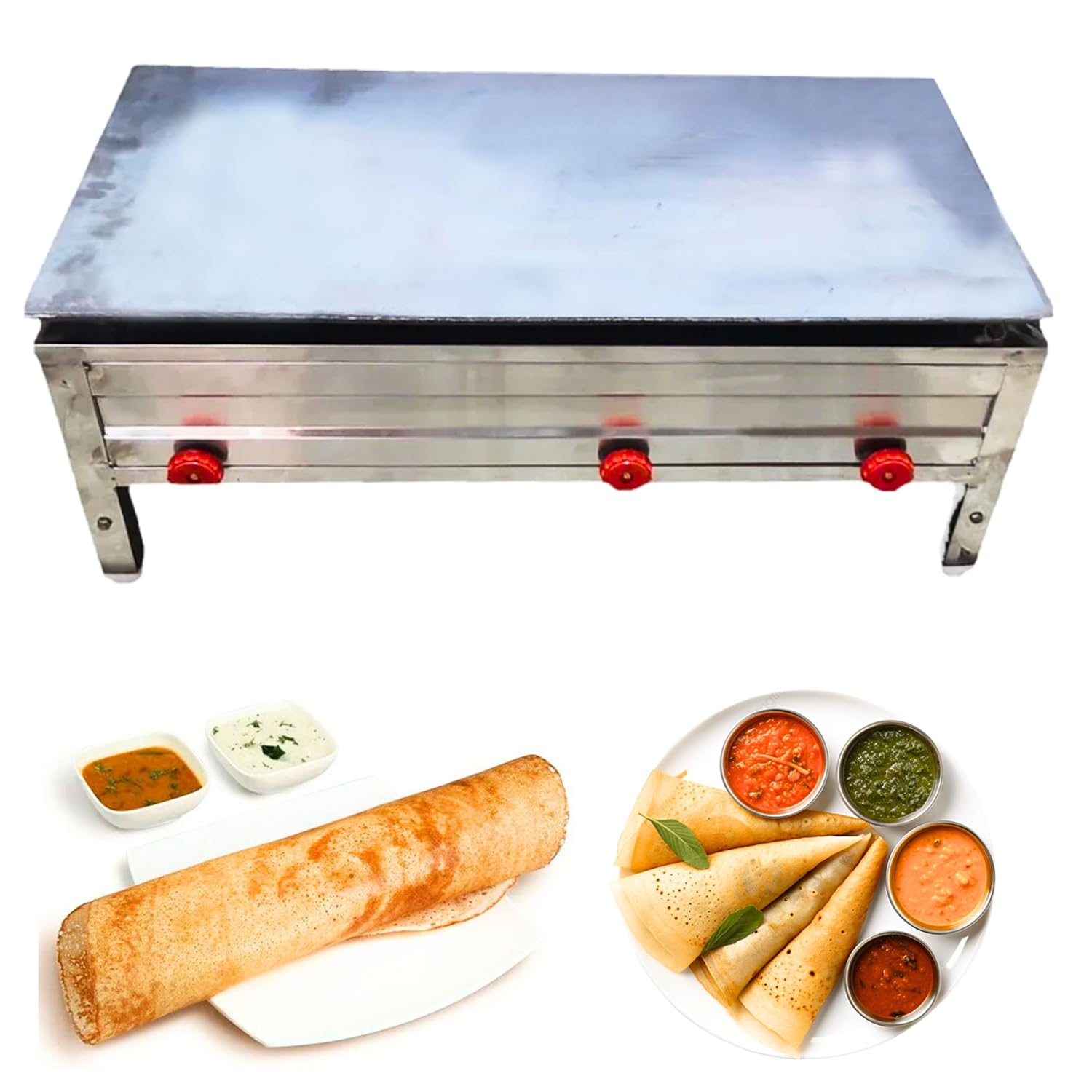 Dosa Bhatti Stainless Steel Body With Plate Size 24"X36"X12" And Weight 56Kg For Making Dosa.-image-30