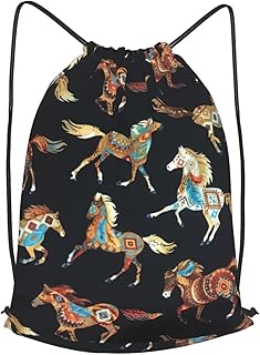 HKHLHLH Mochila de poliéster con cordón de caballo, color marrón, para playa, pícnic, excursiones