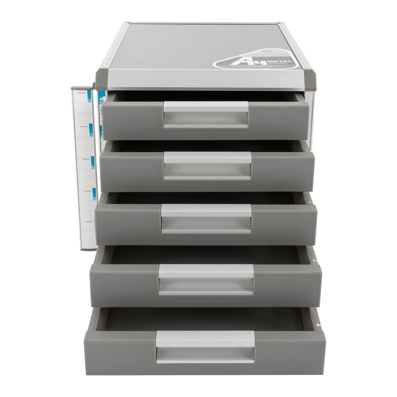 Organizzatore da scrivania in lega di alluminio a 5 livelli, scatola di immagazzinaggio file con cassetti e chiavi, bloccabile, ideale per riporre forniture per ufficio