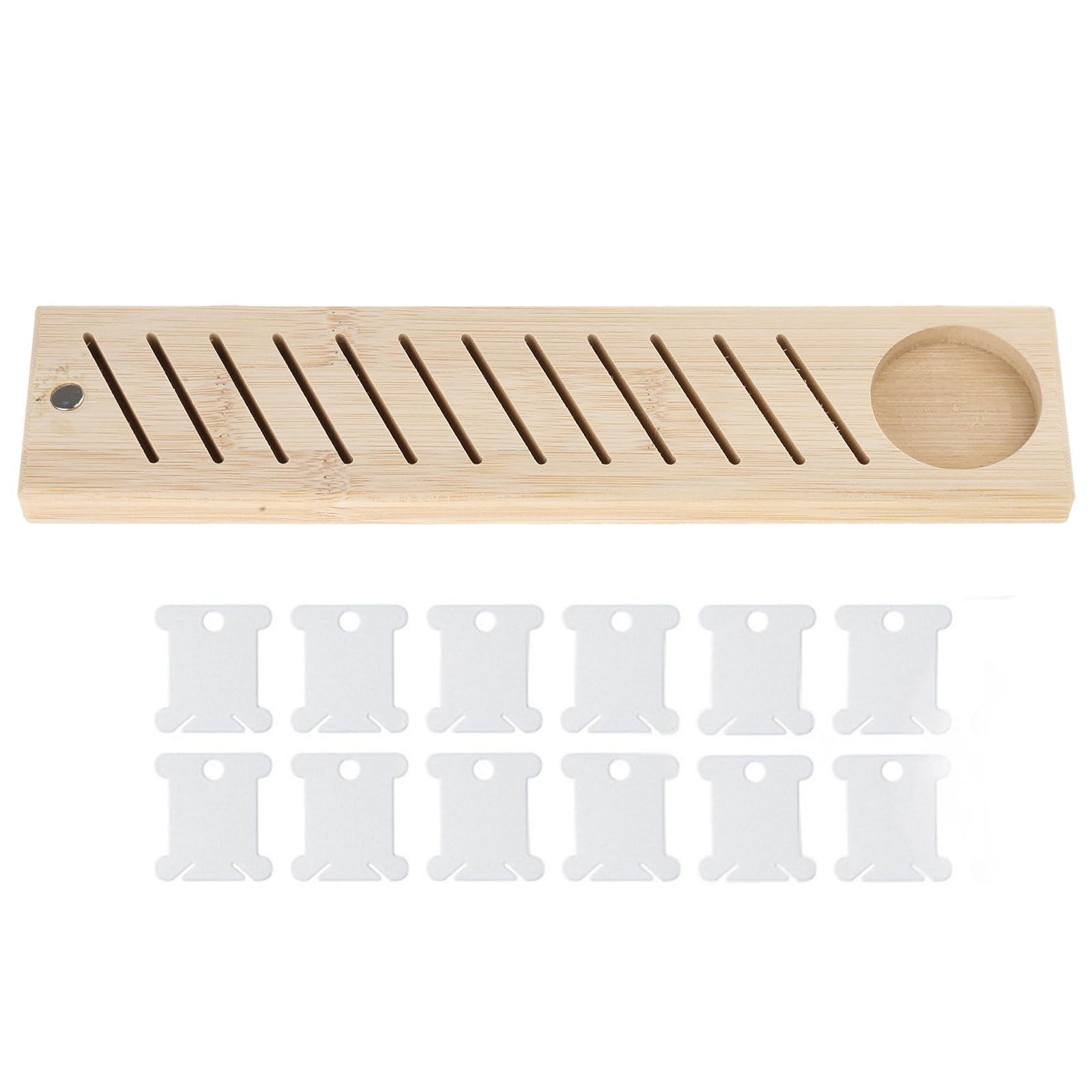 Jazuaiao 12 Slots Thread Plate Storage Rack with Thread Bobbins for Embroidery Needlework and Sewing Craft Board