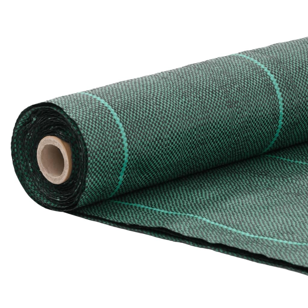 Fieltro verde para malas hierbas (polipropileno, 1 x 200 m, permeable al agua, para bancal y jardín, con material estabilizado a los rayos UV para control de malas hierbas y protección de plantas)