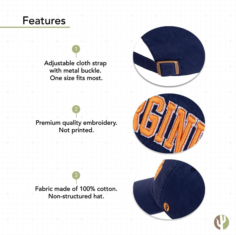 Desert Cactus University of Virginia Baseball Hat Cavalier Wahoos Brimmed Embroidered Cap Adjustable Cloth Strap Adult Type A - Image 4