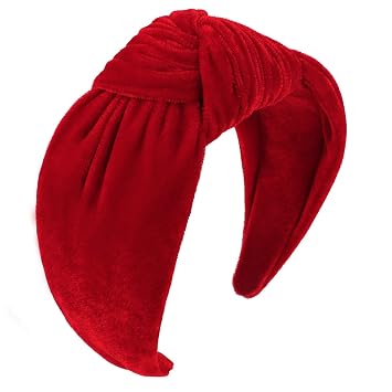 YISSION Velvet Knotted Headbands for Women Non Slip Wide Head Band Red Headband Fashion Top Knot Hairband Hair Accessories for Women Girls
