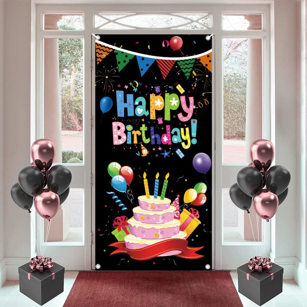 SDOTPMT Diameter 200cm Joyeux Anniversaire D'or Fond Rond Couverture Rouge Rose Printemps Fleurs Colorées Fond De Photographie Rond Fille Anniversaire Décoration Désherbage Partie Studio Prop